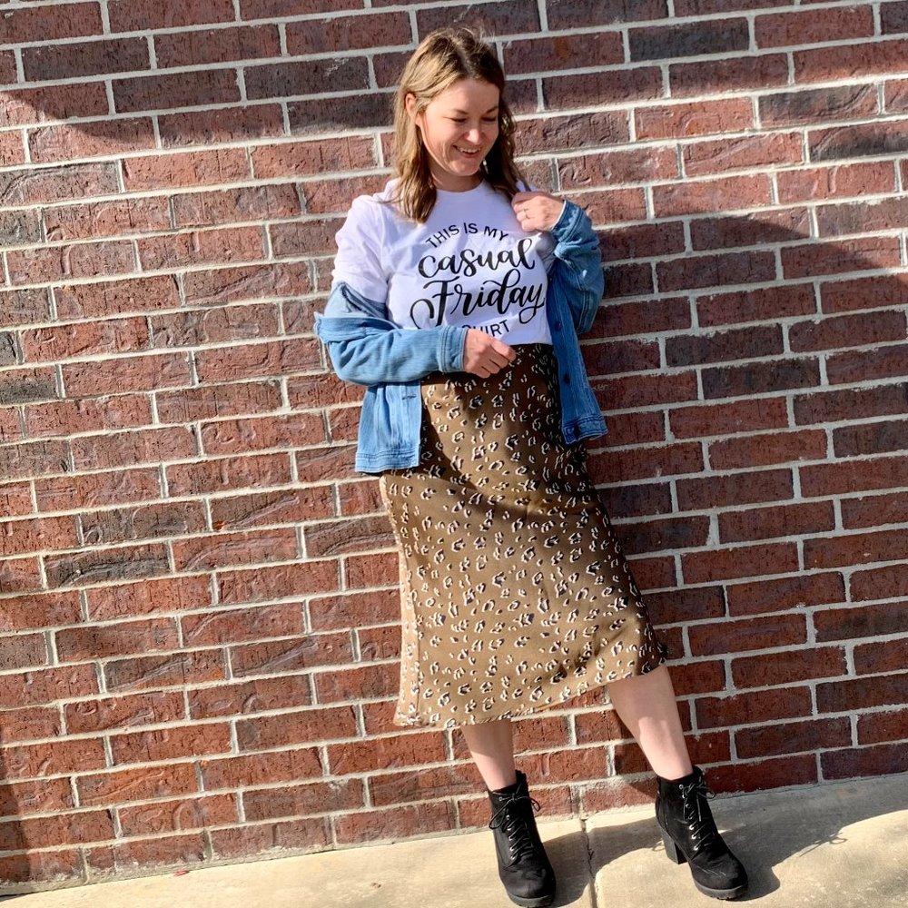 Leopard print midi skirt